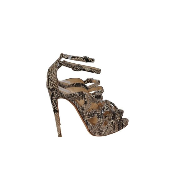 Alexandre Birman Strappy Gladiator Sandals US 7.5 EU 37.5 Tan Brown Python Snake - Picture 8 of 12